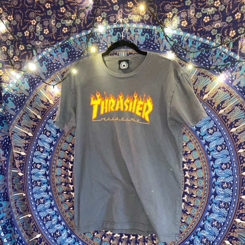 gray thrasher flame short sleeve tee shirt